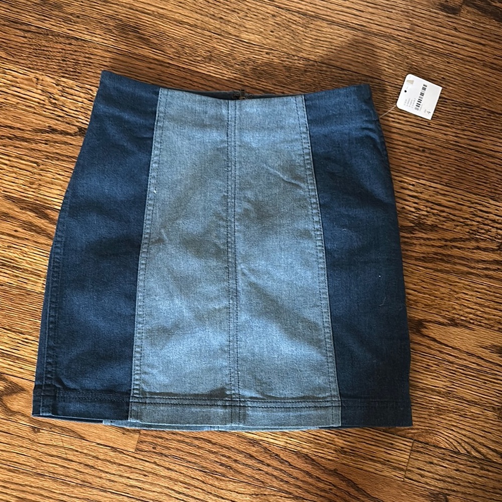 Denim Colorblock Skirt